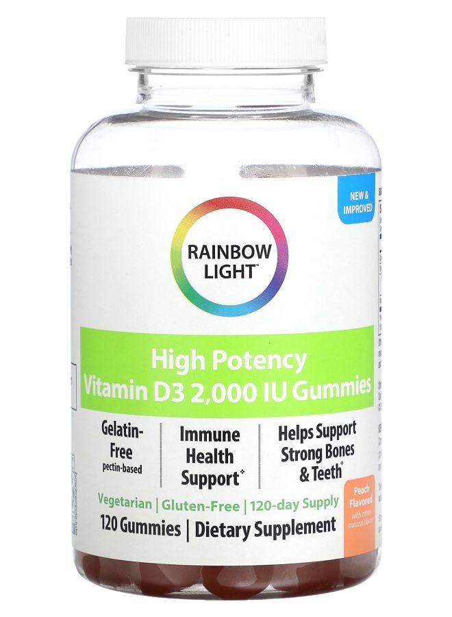 Rainbow Light High Potency Vitamin D3 Peach 2000 IU 120 Gummies - Image 1