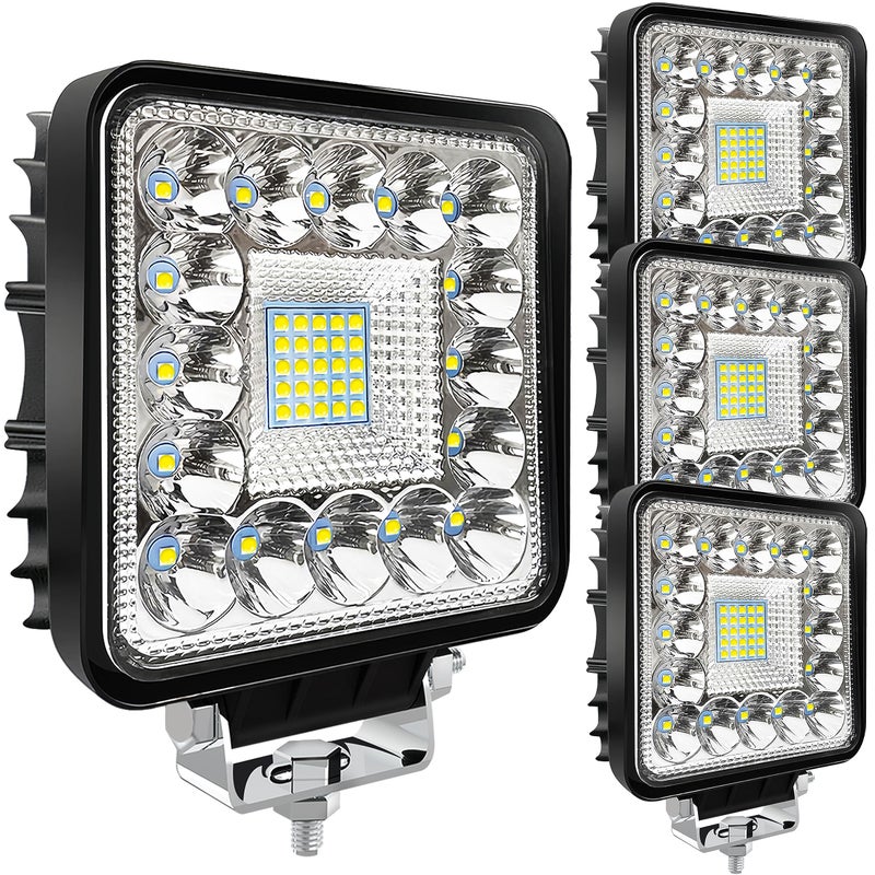 San Young 4 Inch LED Light Pods for Truck, 12V 24V LED Tractor Work Lights 120W 10000lm Fog Lights ATV UTV RV OTR Boat Golf Cart Off-Road Light Bar, 4 Pack Spot Beam - Image 1