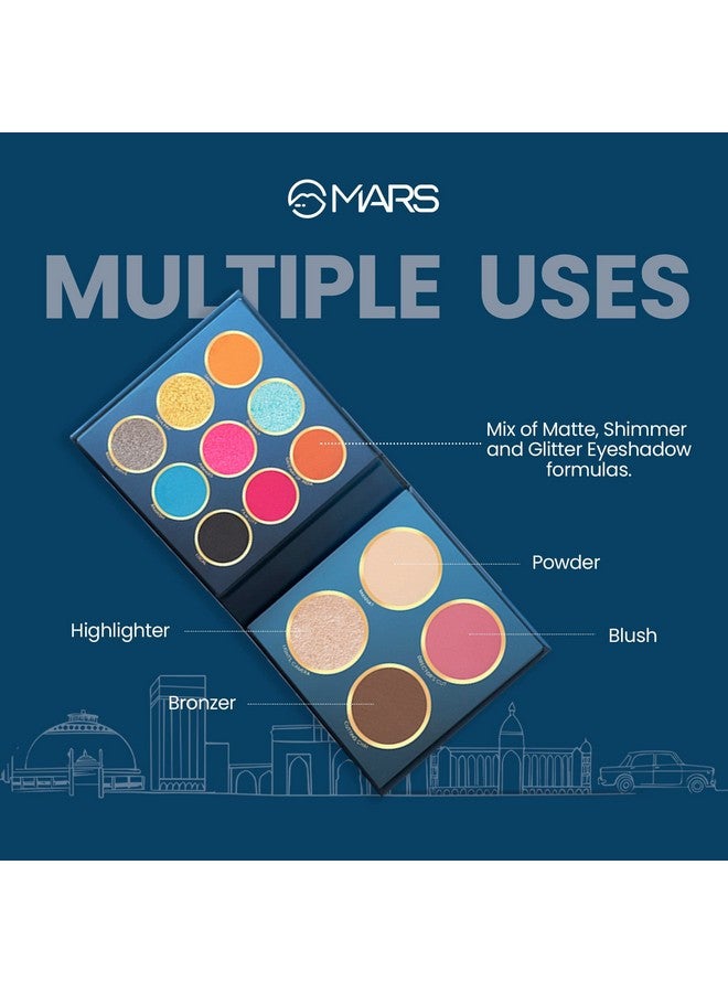 Mars The City Paradise Makeup Kit | Highly Pigmented And Blendable | 9 Eyeshadow Palette With 1 Highlighter, Blusher, Bronzer & Compact Powder Each (16.0 Gm) (01-Mumbai) - Image 4