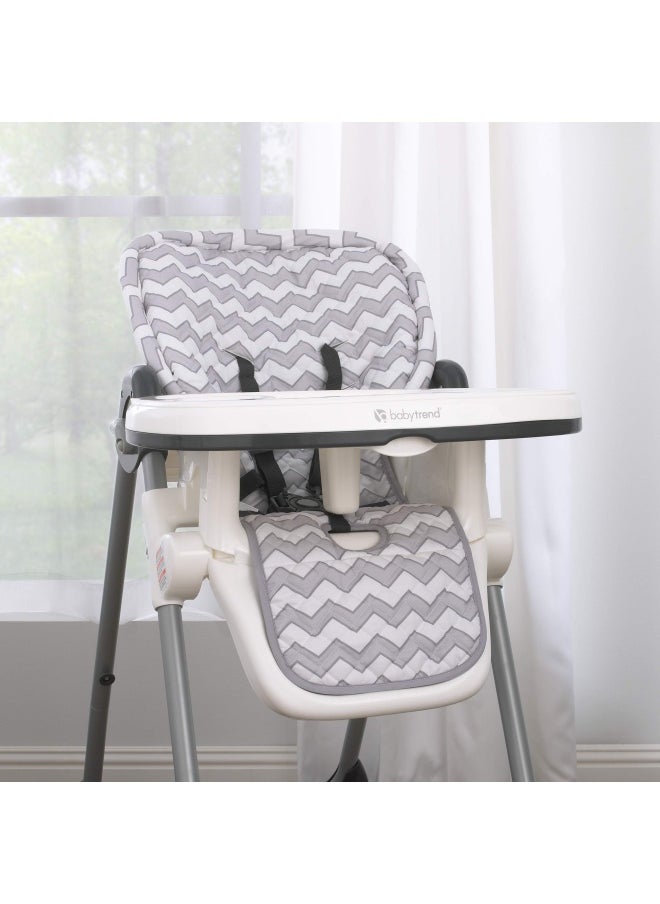 Sumersault - Sumersault Soft Gray And White Chevron High Chair Pad Easy To Install Replacement Cushion Fits Most 3 5 Point Harness High Chairs - Image 1