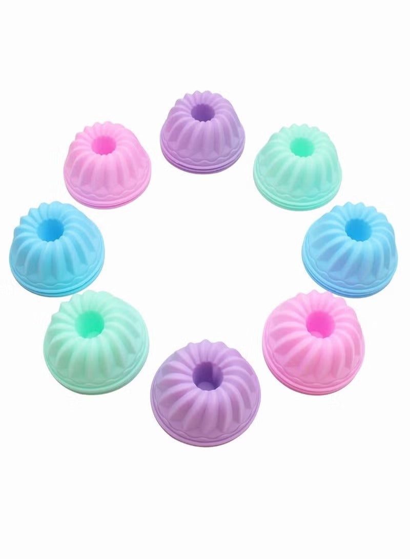 Silicone Cake Cups, SYOSI Pumpkin Shape Silicone Baking Cake Moulds, Nonstick Cupcake Liners, Bpa Free Fancy Dessert Tray Jelly and Muffin Cups, 12Pack (Size: 8x3.5x5CM) - Image 1
