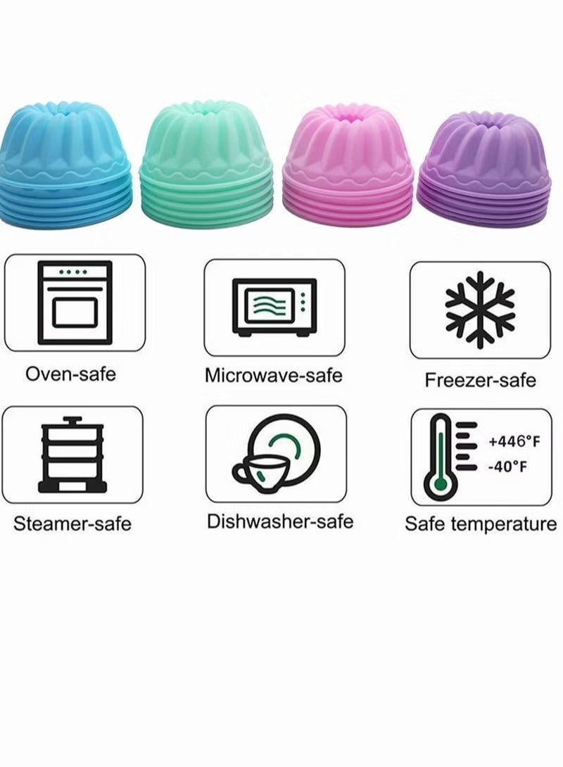 Silicone Cake Cups, SYOSI Pumpkin Shape Silicone Baking Cake Moulds, Nonstick Cupcake Liners, Bpa Free Fancy Dessert Tray Jelly and Muffin Cups, 12Pack (Size: 8x3.5x5CM) - Image 3