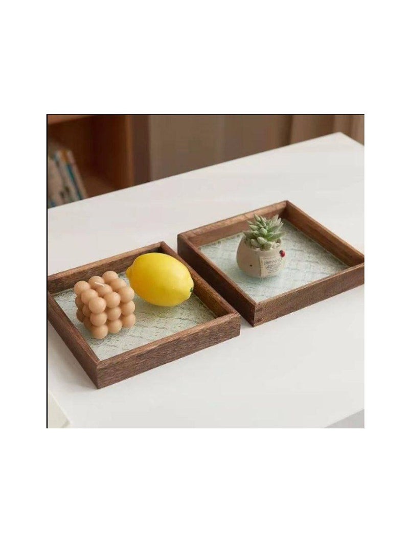 Generic - 4*1 snack tray, wooden tray with acrylic interior, divided into 4 compartments. You can use it as a tray or for snacks and crackers. It consists of a tray + 4 boxes for division. It looks very chic and will save you a lot of space. - Image 1