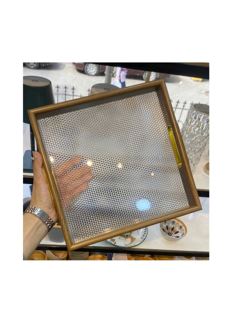 Generic - 4*1 snack tray, wooden tray with acrylic interior, divided into 4 compartments. You can use it as a tray or for snacks and crackers. It consists of a tray + 4 boxes for division. It looks very chic and will save you a lot of space. - Image 1