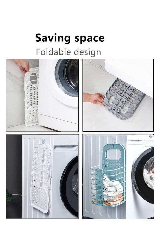 Collapsible Laundry Basket, Hanging Laundry Basket with Handle Storage Basket, Plastic Dirty Laundry Basket for Organizing Home, Clothes, Towels, Dorm (Blue) - Image 5