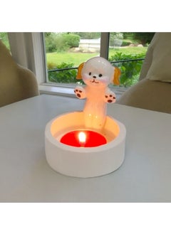 Taşdevri Life Stone Age Life Decorative Dog Warming Up By Fire Tealight Candle Holder  - Image 1