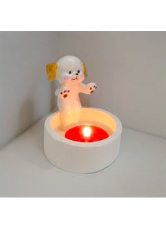 Taşdevri Life Stone Age Life Decorative Dog Warming Up By Fire Tealight Candle Holder  - Image 2