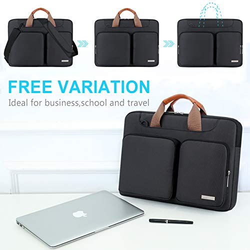 Lacdo 360° Protective Laptop Shoulder Bag, 14 inch Laptop Sleeve Bag for 14 inch New MacBook Pro M5/M4/M3/M2/M1 Chips Pro Max A3434 A3112 A3401 A3185 A2918 A2992 2025-2021 Computer Messenger Bag,Black - Image 5