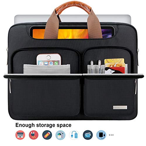 Lacdo 360° Protective Laptop Shoulder Bag, 14 inch Laptop Sleeve Bag for 14 inch New MacBook Pro M5/M4/M3/M2/M1 Chips Pro Max A3434 A3112 A3401 A3185 A2918 A2992 2025-2021 Computer Messenger Bag,Black - Image 3