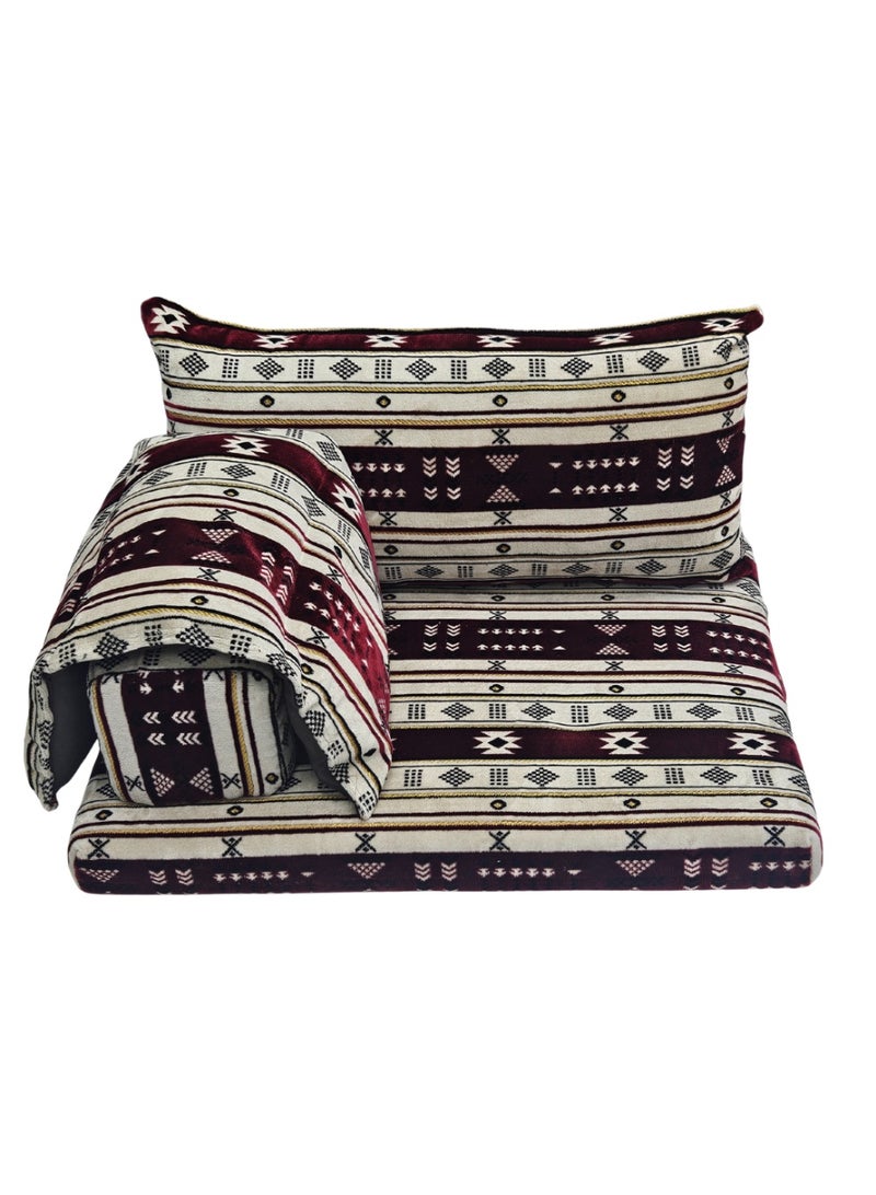 سمارت هوم طقم جلسة أرضية فاخر ٤ في ١ – مجلس عربي تراثي قماش مخمل ناعم، طقم ٤ قطع | ديكور عربي | جلسات خارجية وداخلية - الطقم يتكون من ( مرتبة أرضية و مسند ظهر عريض و ذراع جانبي و مخدة جانبية ) الطقم يناسب كل انواع المجالس والخيم والجلسات الداخلية والخارجية - Image 4