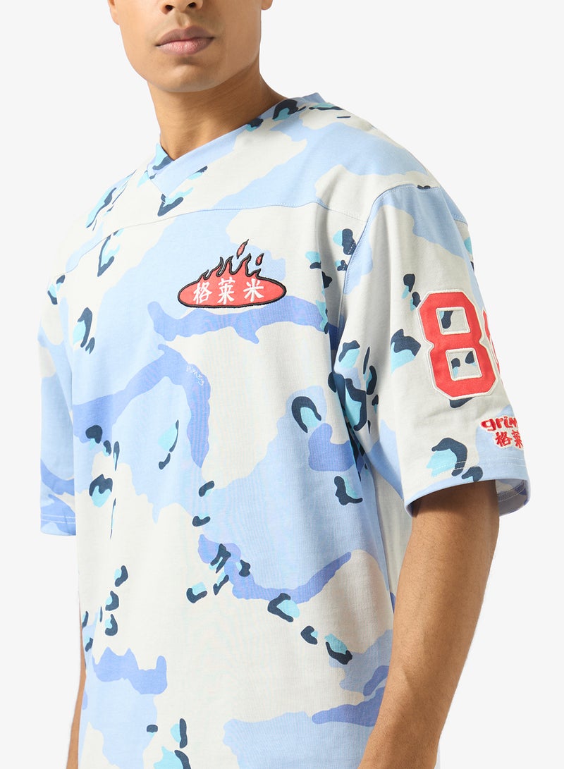 Grimey Concreat Jungle All Over Print V Neck Oversized T-Shirt - Image 3
