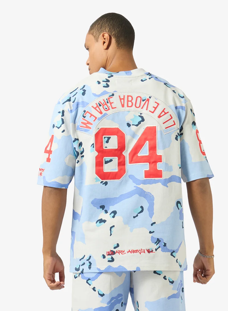 Grimey Concreat Jungle All Over Print V Neck Oversized T-Shirt