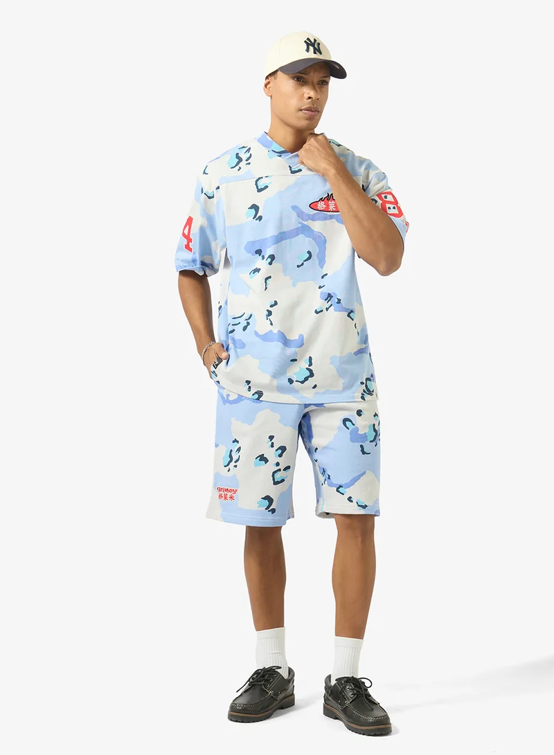 Grimey  Concreat Jungle All Over Print V Neck Oversized T-Shirt for Men | Best Price UAE