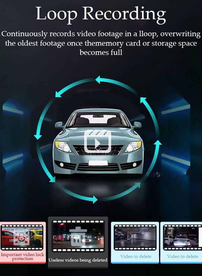 DUNISO 2 Channel Dash Cam, 1080P Dual Channel Front Inside 2 Way Triple Car Dashboard  CameraBuilt-in Wi-Fi Dash Camera for Cars Night Vision, Capacitor, 24 Hours Parking Mode  - Image 5
