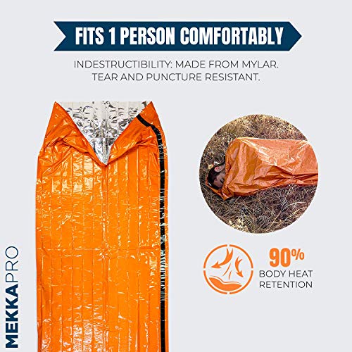 MEKKAPRO SOS Emergency Thermal Bivy Sleeping Bag with Survival Whistle, Survival Bivvy Sack, Mylar Emergency Blanket - Image 4
