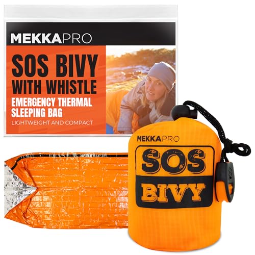 MEKKAPRO SOS Emergency Thermal Bivy Sleeping Bag with Survival Whistle, Survival Bivvy Sack, Mylar Emergency Blanket - Image 1