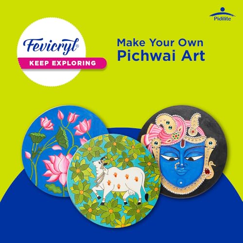 Fevicryl Pichwai Art kit| Learn Art of Rajasthan with Painting Kit Comes with Pre-Printed MDF Boards, Rhinestones, Acrylic Paints, Brushes| Gift for Art Lovers & Beginners, Ideal Gift for Sister - Image 3