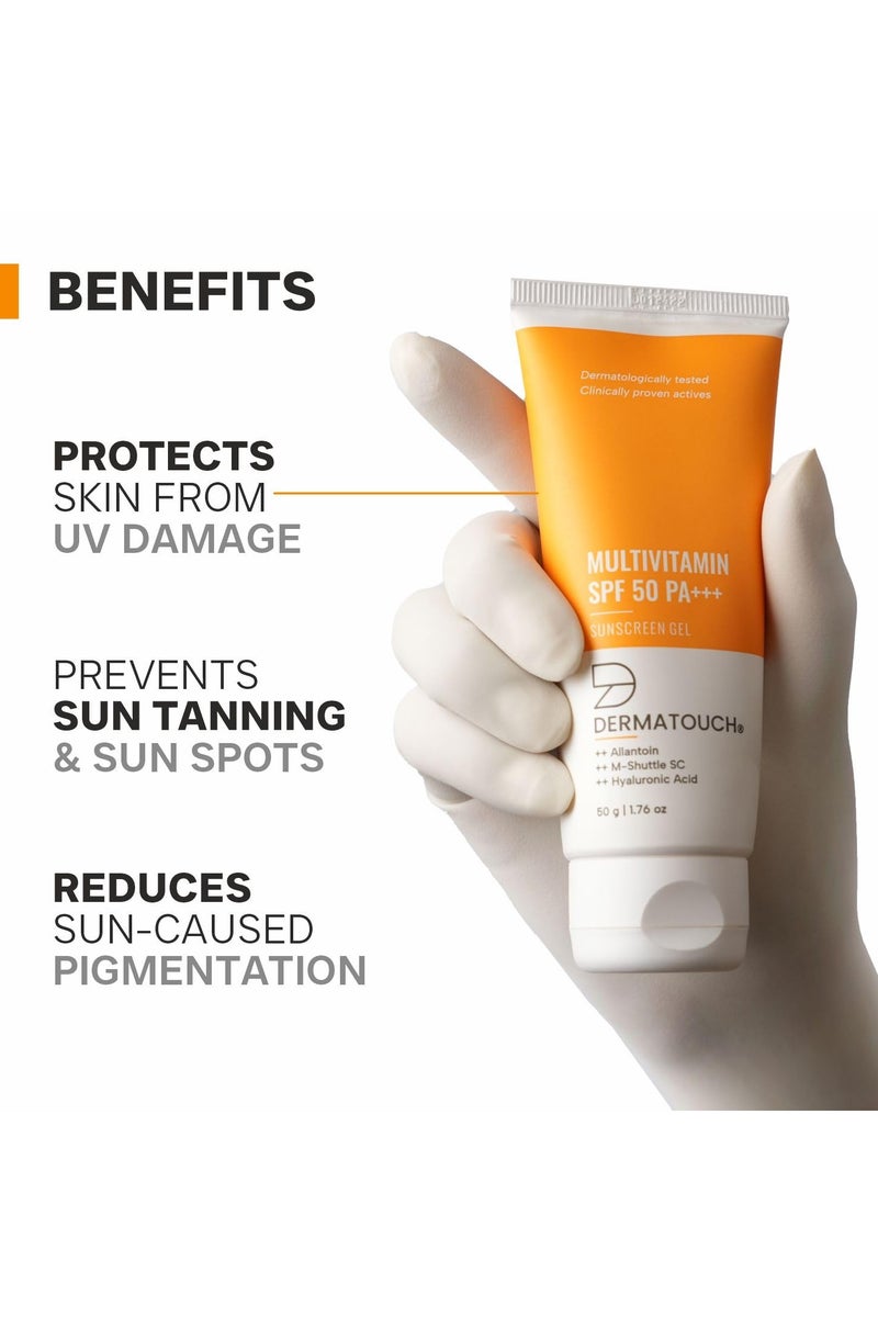 DERMATOUCH Multivitamin Spf 50 Pa+++ Sunscreen Gel For All Skin Types | Uva-Uvb Protection |Zero White Cast | Unisex | 50G - Image 3