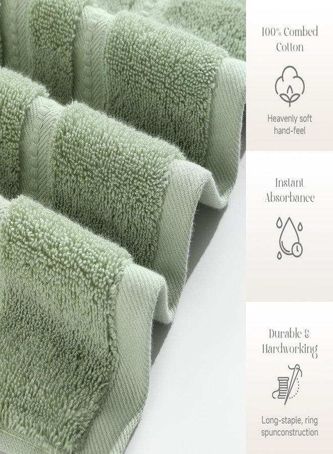 Simple&Opulence مجموعة مناشف يد فاخرة 4 قطع 16"x28"، 600 غم 100% قطن حلقي، عالية الامتصاص، فائقة النعومة ومجموعة مناشف متينة للحمام، الصالة الرياضية، السبا، الدش، الفندق (أخضر مريمي)  - Image 3