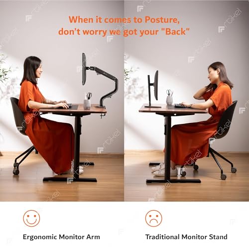 ARTIKEL Monitor Desk Mount Adjustable Spring Assisted Monitor Arm VESA Mount with C Clamp Grommet Mounting Base Computer Monitor Stand (Curve, Single.) - Image 5