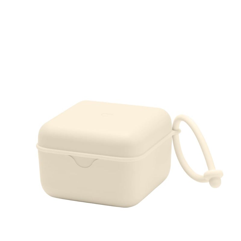 BIBS BIBS Pacifier Box with Strap. Soother Holder and Steriliser case. 100% BPA Free Food-Grade Material. Made in Denmark. Ivory - Image 1