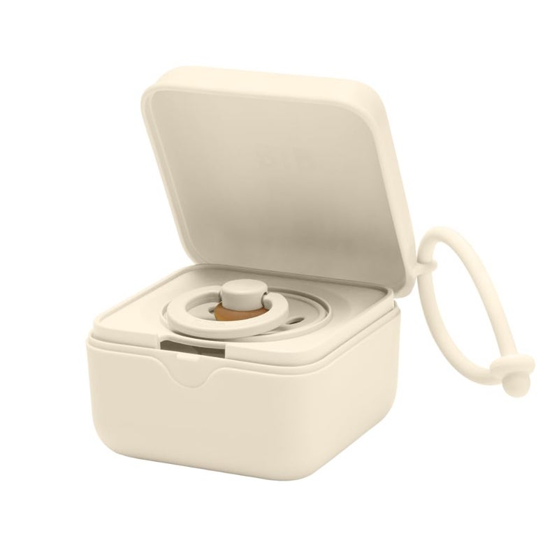 BIBS BIBS Pacifier Box with Strap. Soother Holder and Steriliser case. 100% BPA Free Food-Grade Material. Made in Denmark. Ivory - Image 2