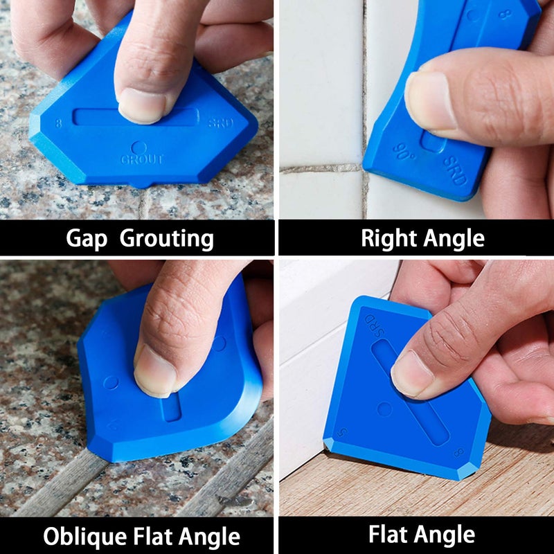 King&Charles KingCharles Silicone Caulking Tool Caulk Remover Tool Grout Removal Tool Caulk Remover Silicone Caulking Tool Kit with 4pc Glass Glue Angle Scraper 3 in 1 Caulking Finishing Tools - Image 5