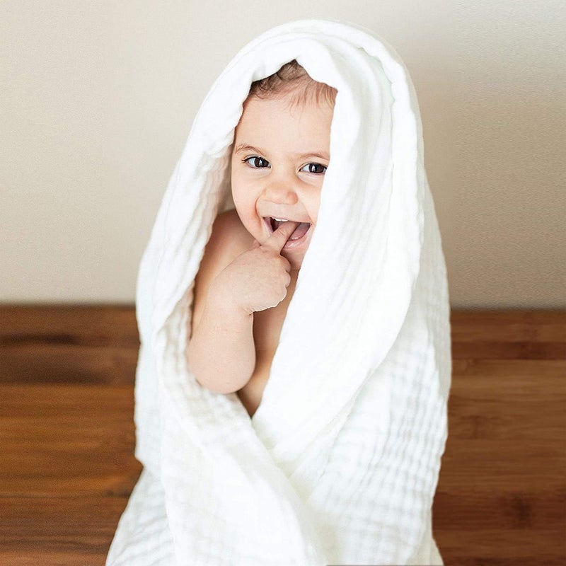 Anvi Baby منشفة استحمام أنفي بيبي العضوية بطبقات 6 - لوتس أبيض - Image 2