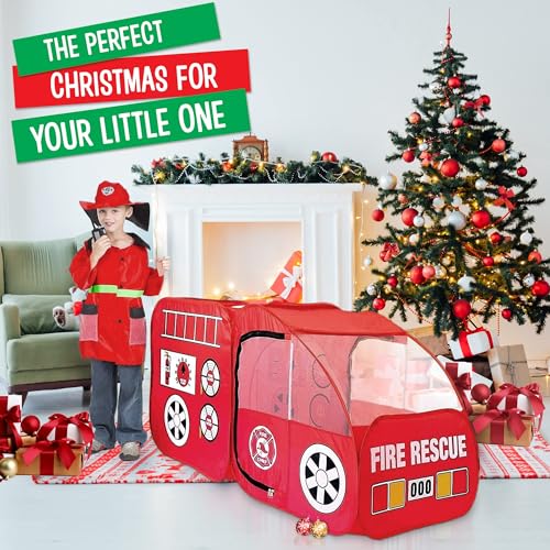 Kiddey Store Kiddey Fire Truck Play Tent for Kids  Firetruck Tents with Sirens and Fireman Sound Button for Girls Boys  Toddlers Gifts  Red Fire Engine Pop Up Playhouse for Toddler  Indoor  Outdoor - Image 5