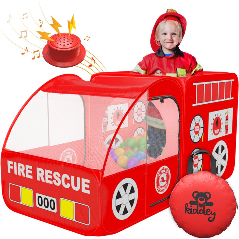 Kiddey Store Kiddey Fire Truck Play Tent for Kids  Firetruck Tents with Sirens and Fireman Sound Button for Girls Boys  Toddlers Gifts  Red Fire Engine Pop Up Playhouse for Toddler  Indoor  Outdoor - Image 2