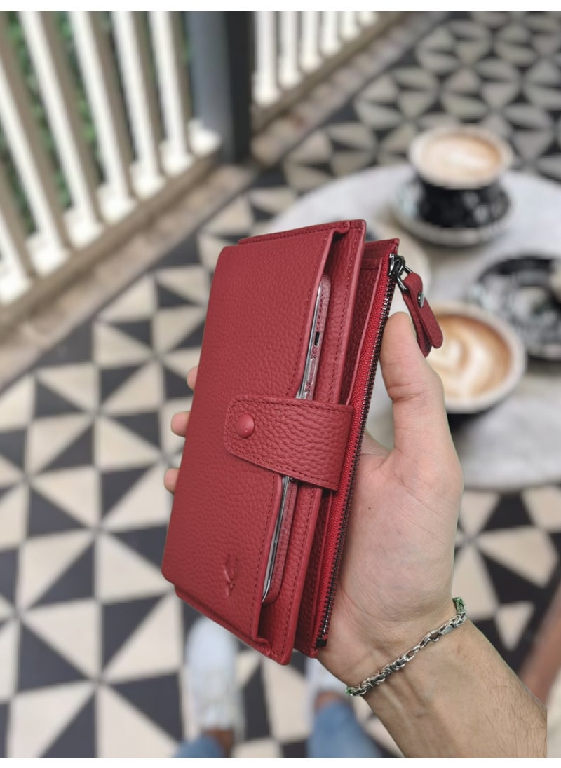 VISSO 903 Genuine Leather Personalized Phone Compartment Zippered Coin Compartment  - Image 1