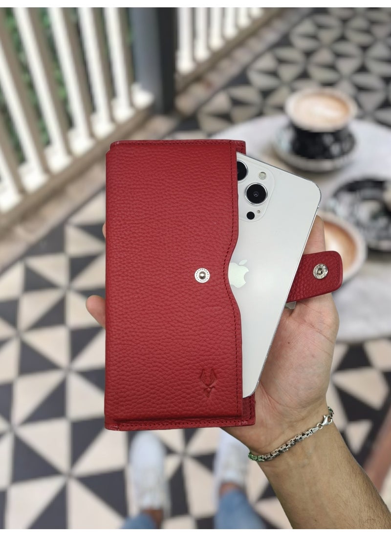 VISSO 903 Genuine Leather Personalized Phone Compartment Zippered Coin Compartment  - Image 2