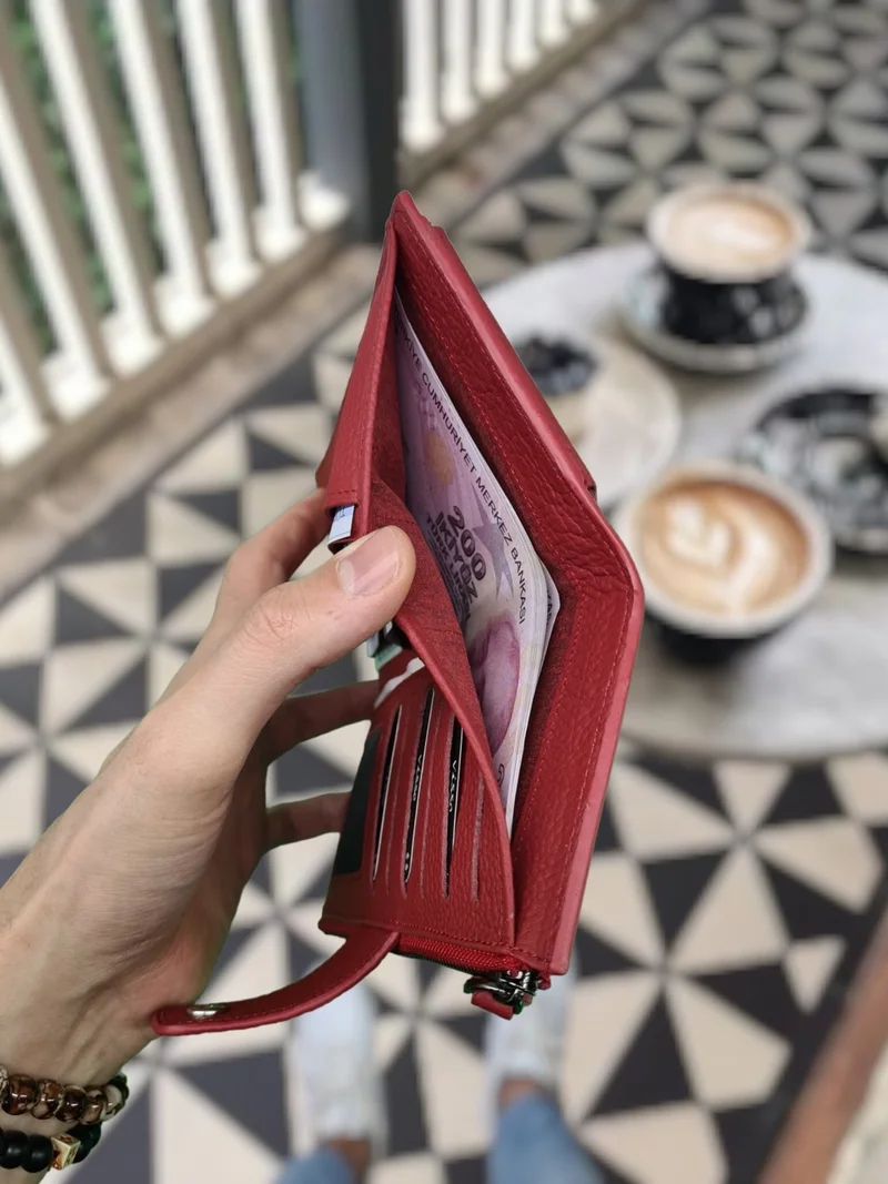 VISSO 903 Genuine Leather Personalized Phone Compartment Zippered Coin Compartment