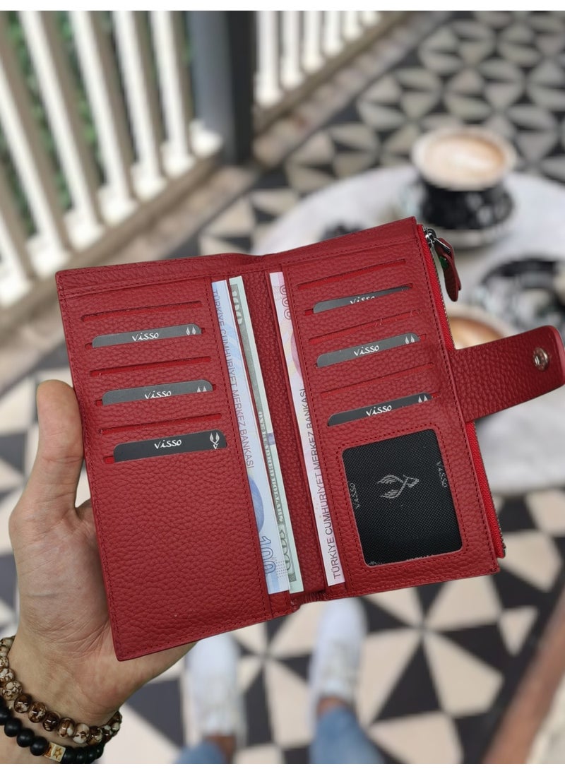 VISSO 903 Genuine Leather Personalized Phone Compartment Zippered Coin Compartment  - Image 4
