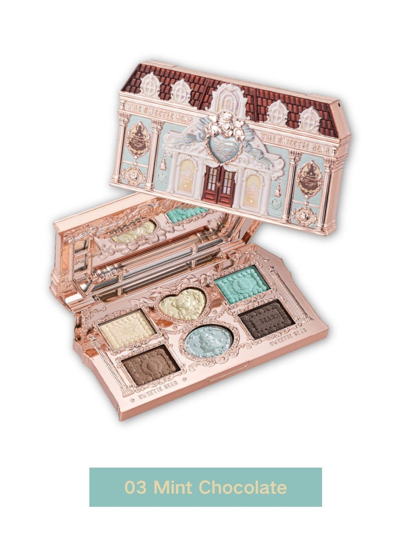 Flower Knows The Sweetie Bear Collection 6-Color Makeup Palette – 03 Mint Chocolate (Cocoa Mint) - Image 1