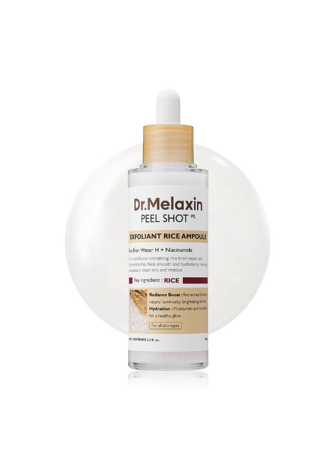 Dr. Melaxin Peel Shot Gomage Ampoule, 2.8 fl oz (80 ml), Pores, Blackheads, Sebum Peeling, Exfoliating Care, Texture Rice Bran Water, Rice Bran Extract, White Rice, Black Rice, Blackhead, Dry - Image 1