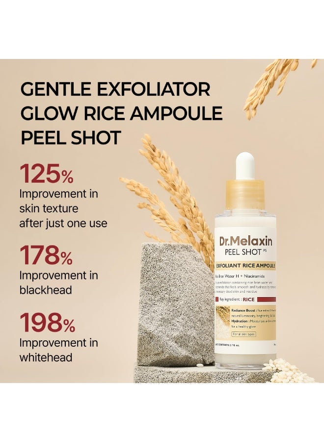 Dr. Melaxin Peel Shot Gomage Ampoule, 2.8 fl oz (80 ml), Pores, Blackheads, Sebum Peeling, Exfoliating Care, Texture Rice Bran Water, Rice Bran Extract, White Rice, Black Rice, Blackhead, Dry - Image 2