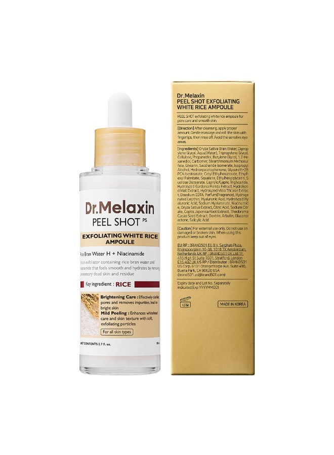Dr. Melaxin Peel Shot Gomage Ampoule, 2.8 fl oz (80 ml), Pores, Blackheads, Sebum Peeling, Exfoliating Care, Texture Rice Bran Water, Rice Bran Extract, White Rice, Black Rice, Blackhead, Dry - Image 4