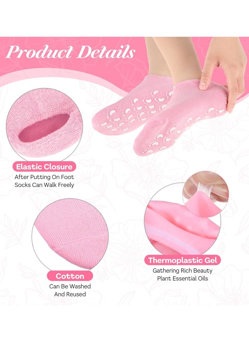 SGS Moisturizing Gel Silicone Spa Socks Non Slip Heel Socks Infused with Essential Oils and Vitamins Repair Cracked Skin Moisturizing Treatment Foot Care Multicolor (1 Pair)  - Image 2