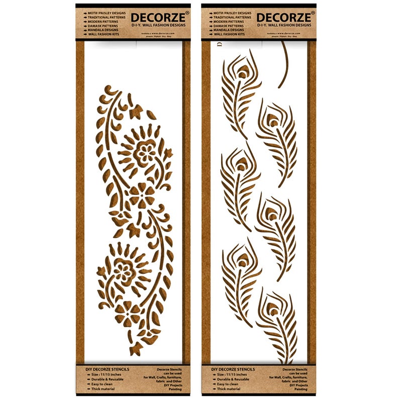 DECORZE Border Stencils for DIY Home Decor | Floral, Pattern & Wall Border Stencils for Painting Furniture & Art Projects DB-47-48 - Image 5