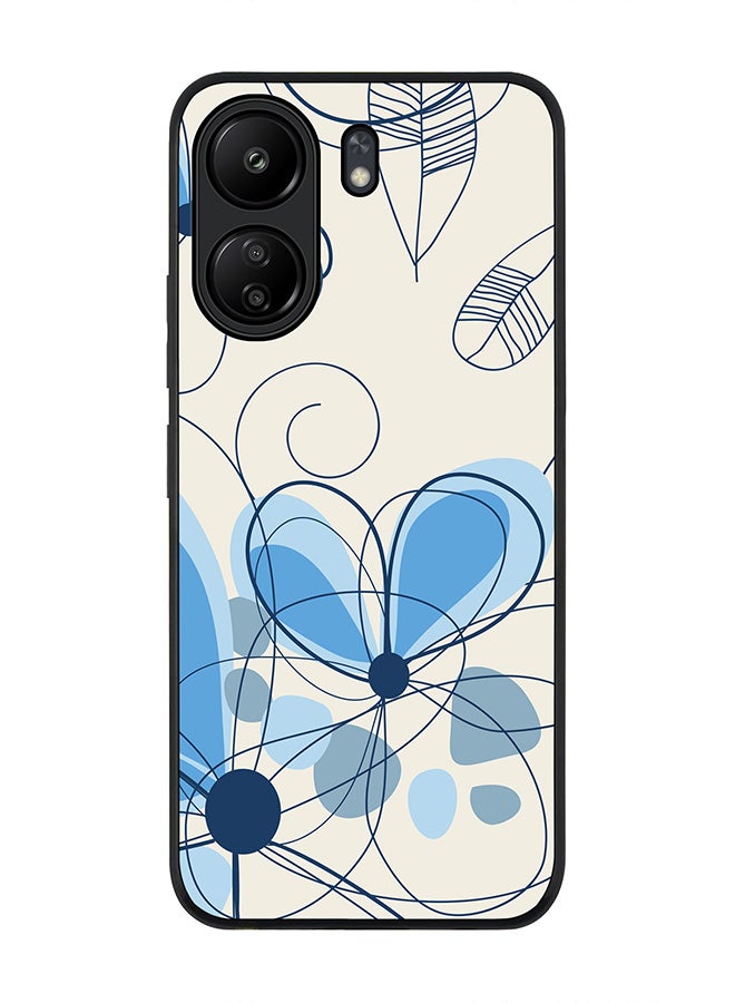 Stylizedd Rugged Black edge case for Xiaomi Poco C65, Slim fit Soft Case Flexible Rubber Edges Anti Drop TPU Gel Thin Cover- Daisy Lines - Image 1