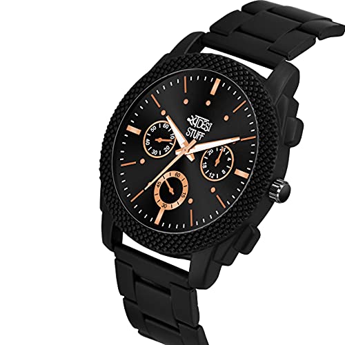 SWADESI STUFF All Black Stainless Steel Strap Stylish Analog Watch for Men - Image 3