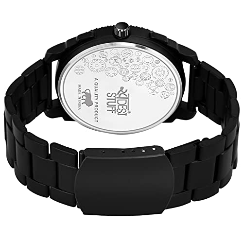 SWADESI STUFF All Black Stainless Steel Strap Stylish Analog Watch for Men - Image 4
