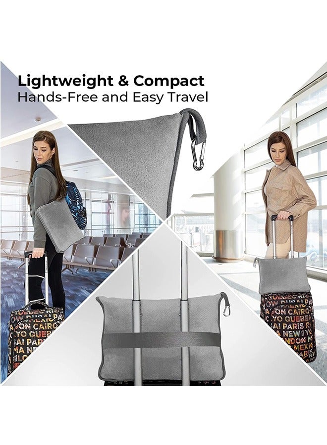 LENND Premium Soft Travel Blanket Pillow. Airplane Flight Blanket throw in Soft Bag Pillow case with Hand Luggage Belt and Backpack Clip Compact Pack Large Blanket for Travel Grey Color  - Image 5
