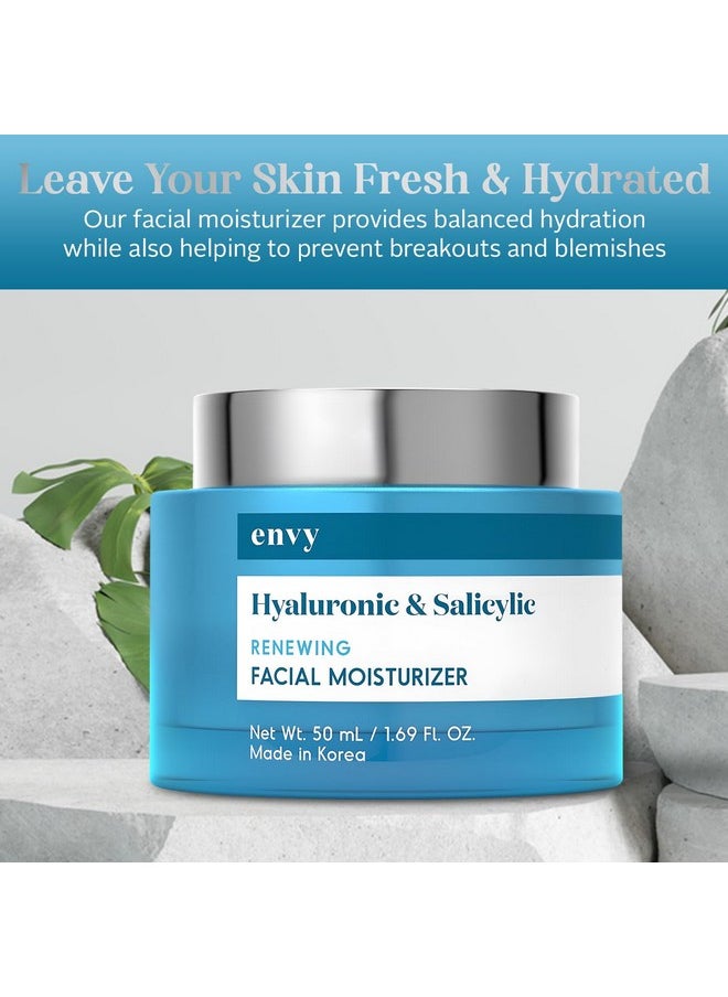 Envy - Hyaluronic & Salicylic Acid Face Moisturizer Cream Reduce Acne Scars Hydrating Improves Skin Texture Antiaging Day Cream Cruelty Free Korean Skin Care For All Skin Types 1.69 Fl. Oz - Image 1