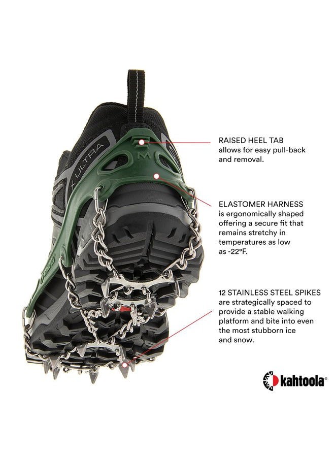 Kahtoola MICROspikes Footwear Traction for Winter Trail Hiking & Ice Mountaineering - Forest Green - X-Large - Image 4