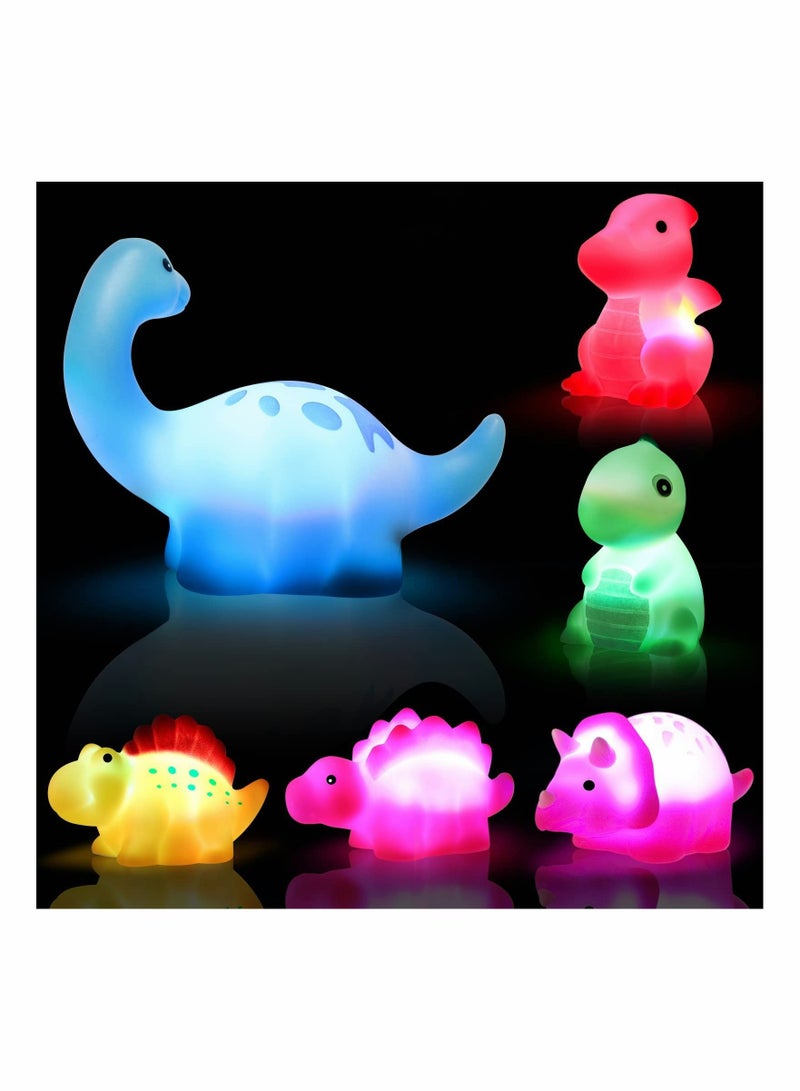 Y&D Dinosaur Bath Toys Light-Up 6 Packs Floating Set for Baby Toddlers Kids in Birthday Shower Pool Boys Girls Children Preschool Bathtub Bathroom - Image 2