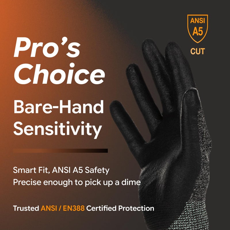 DEX FIT Level 5 Cut Resistant Gloves Cru553, 3D-Comfort Fit, Firm Grip, Thin & Lightweight, Touch-Screen Compatible, Durable, Breathable & Cool, Machine Washable; Red M (8) 1 Pair - Image 2
