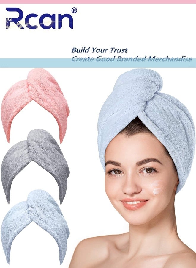 ركان منشفة شعر من الألياف الدقيقة، 3 عبوات، عمامة شعر لتجفيف الشعر المبلل، مناشف لف الشعر للشعر المجعد للنساء، مضادة للتجعد - Image 1