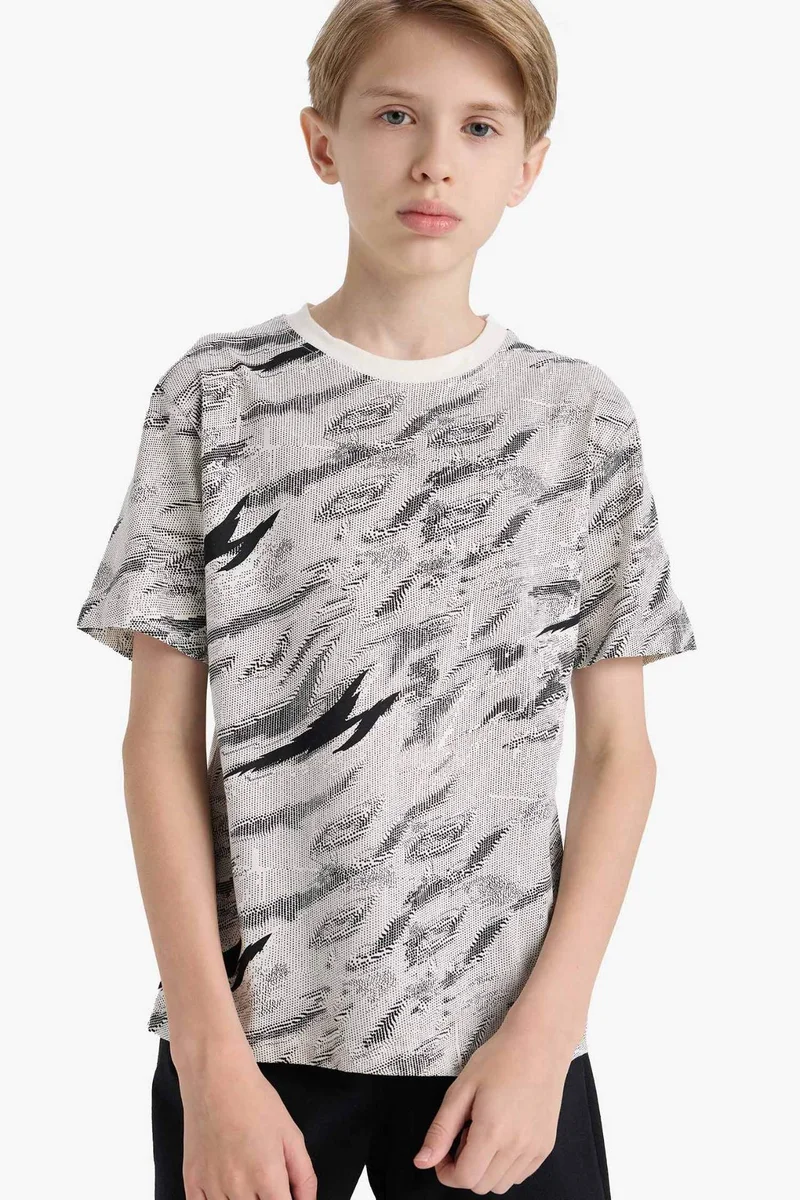 ديفاكتو Boy Crew Neck Short Sleeve Printed T-Shirt